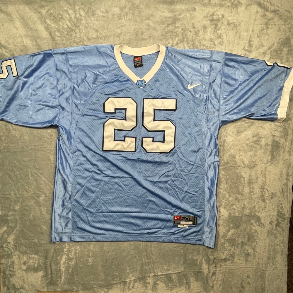 Vintage Y2K Nike Football Jersey Men North Carolina Tar Heels Blue UNC 25 2XL